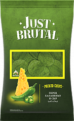 Фабрика Онега Чипсы картофельные "Just Brutal" со вкусом перца халапеньо и сыра,85 г (15) зеленые
