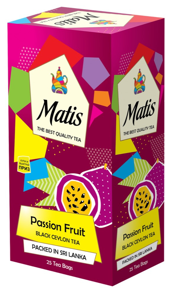 Чай черный в пакетиках для чашки Матис Passion Fruit, 25*2 г