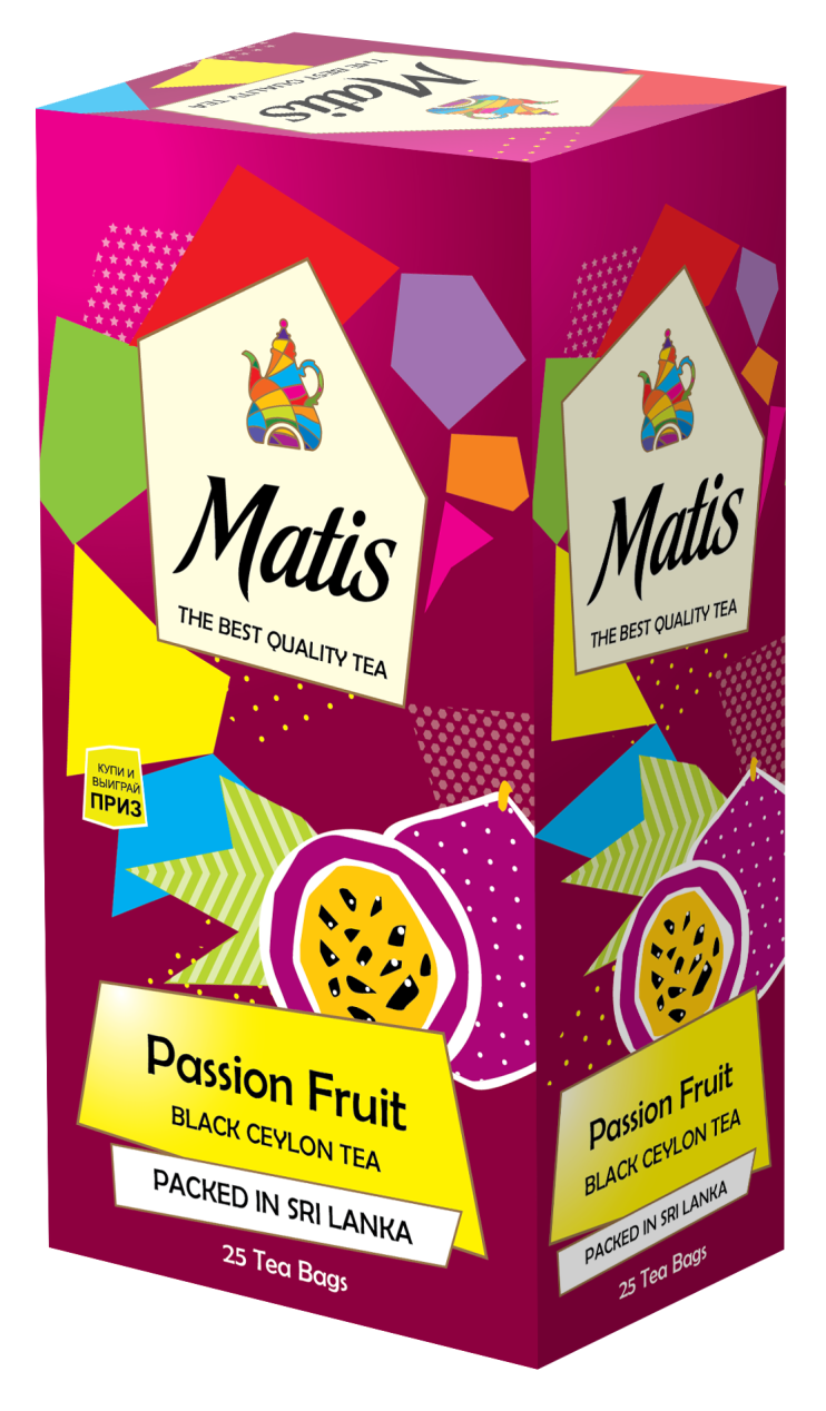 Чай черный в пакетиках для чашки Матис Passion Fruit, 25*2 г