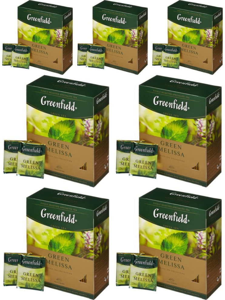 Чай зеленый в пакетиках Greenfield Green Melissa, 100*1,5 г (комплект 7 шт.) 6008795
