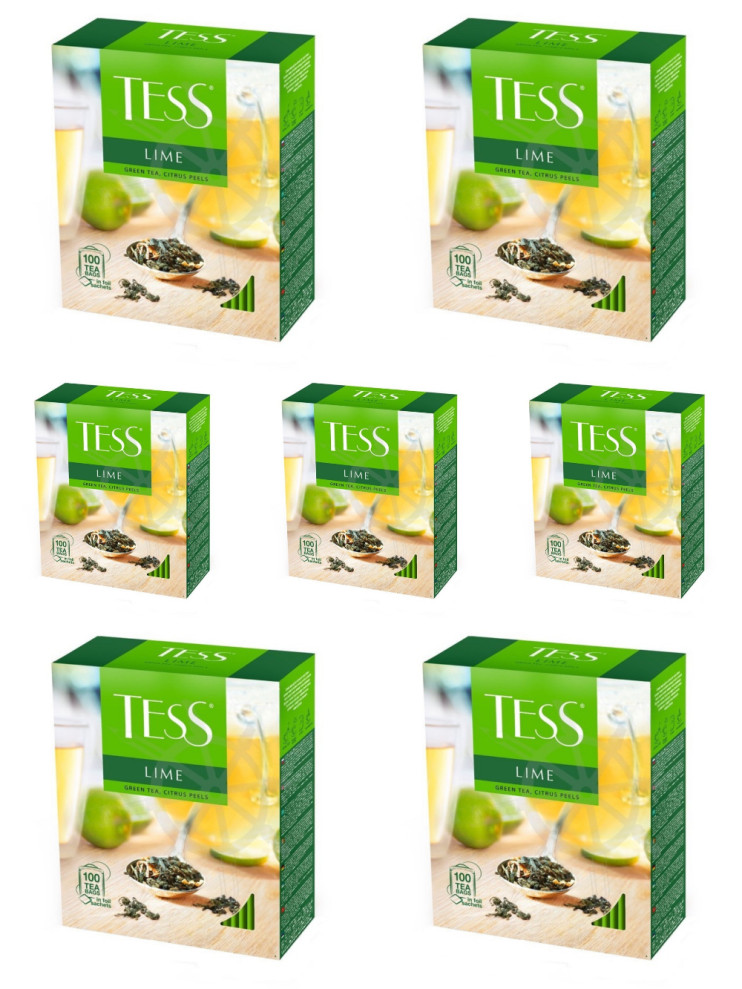 Чай зеленый в пакетиках для чашки Tess Lime (Тесс Лайм), 100*1,5 г (комплект 7 шт.) 6009204