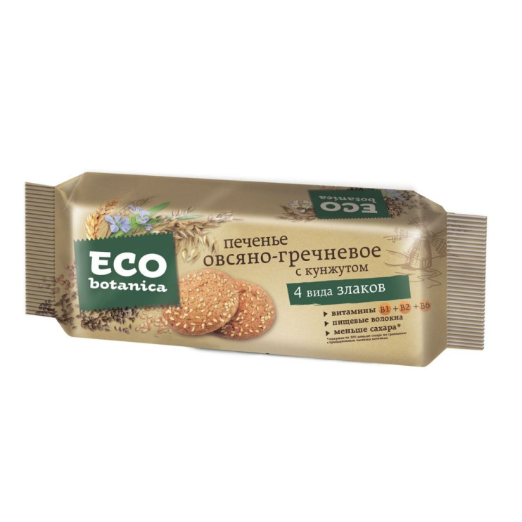 Объединенные Кондитеры Печенье ECO-BOTANICA Овсяно-гречневое с Кунжутом 280 г (15)