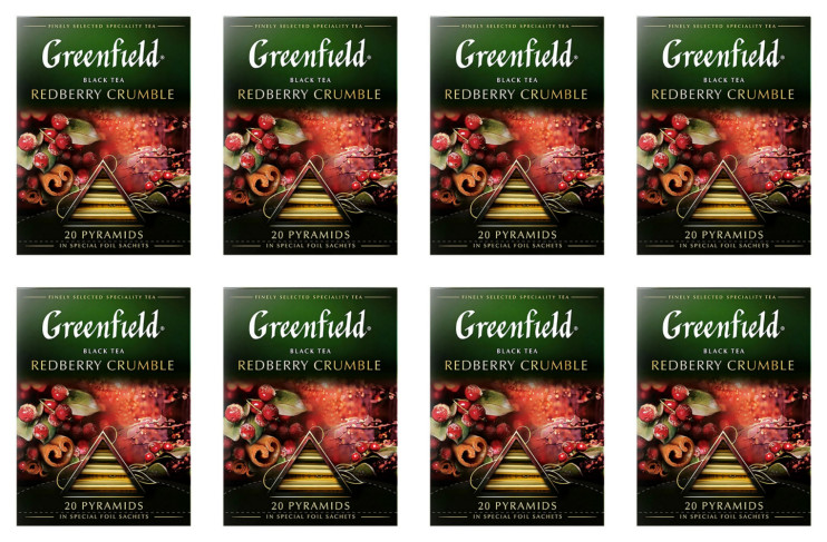 Чай черный в пирамидках Greenfield Redberry Crumble, 20*1,8 г (комплект 8 шт.) 6011344