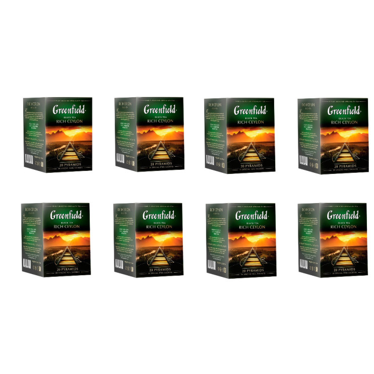 Чай черный в пирамидках Greenfield Rich Ceylon (Гринфилд Рич Цейлон) 20*2 г (комплект 8 шт.) 6008986