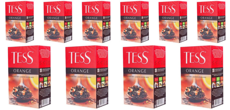 Чай черный листовой Tess Orange (Тесс Оранж), 100 г (комплект 10 шт.) 6006463