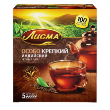 Чай черный в пакетиках для чашки,Лисма Крепкий черный, 100*2 г.