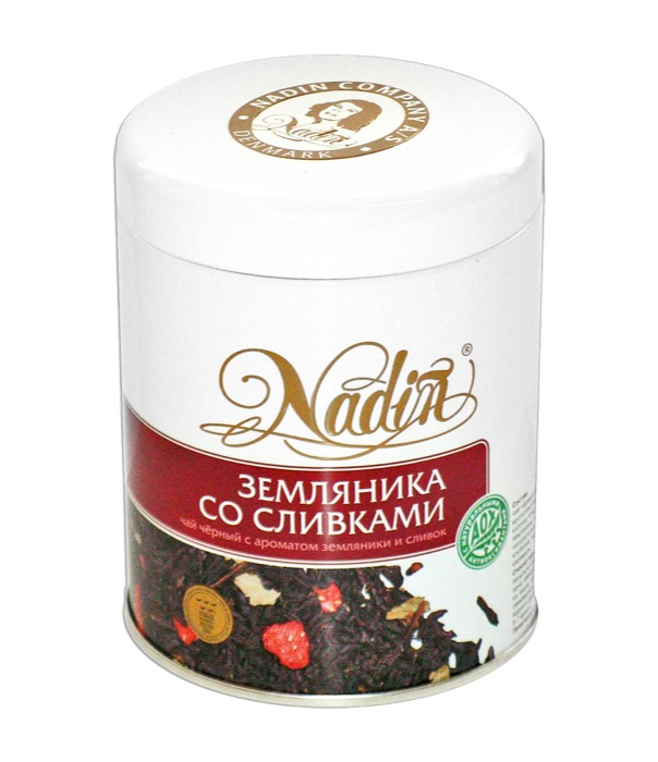 Чай черный листовой Nadin Земляника со сливками, ж/б, 75 г