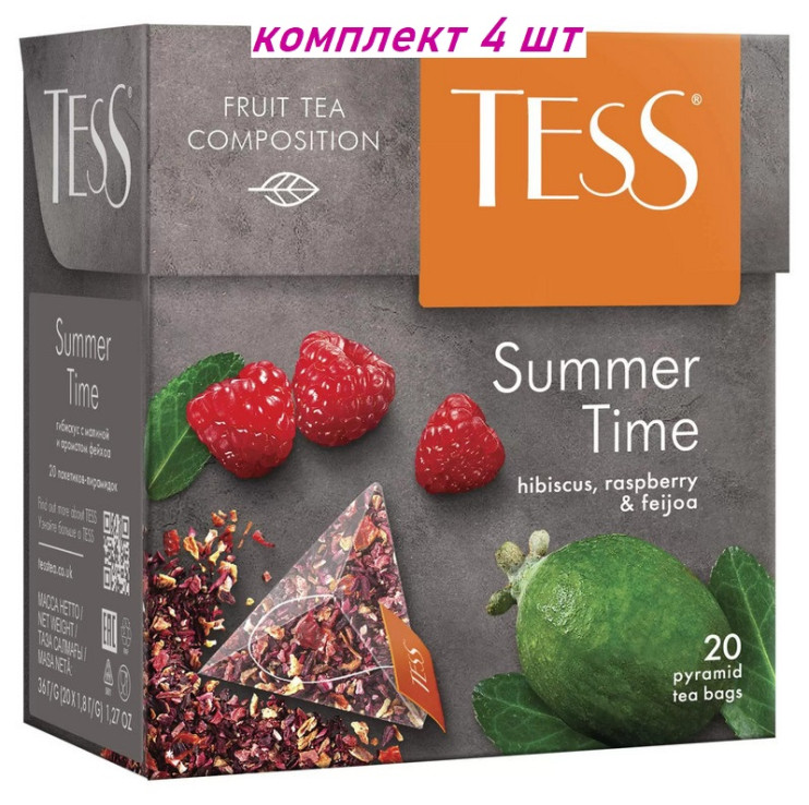 Чай травяной в пирамидках Tess Summer Time (Тесс Самма Тайм), 20*1,8 г (комплект 4 шт.) 6007897