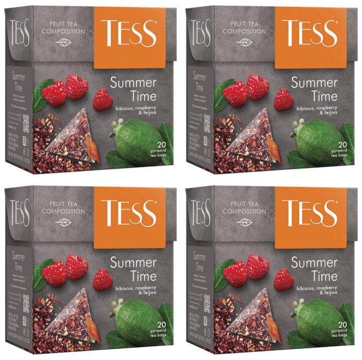 Чай травяной в пирамидках Tess Summer Time (Тесс Самма Тайм), 20*1,8 г (комплект 4 шт.) 6007897