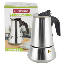 Кофеварка гейзерная из нержавеющей стали Kamille KM-0550 (200 мл. 4 порции)  928241