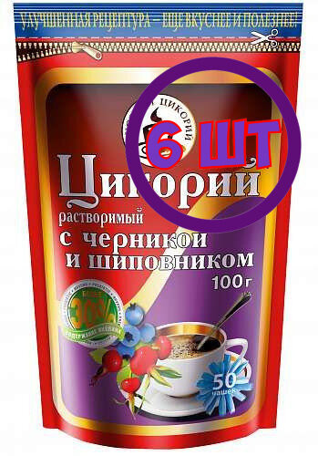 Цикорий Русский цикорий растворимый с Шиповником и Черникой м/у zip, 100 г (комплект 6 шт.) 9000305