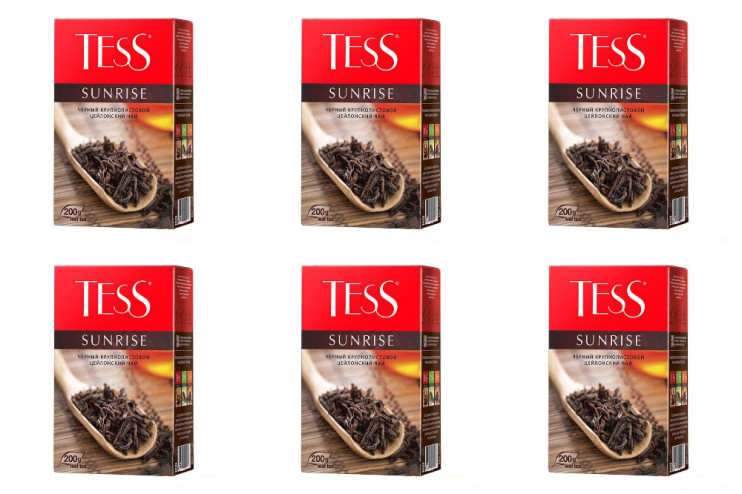 Чай черный листовой Tess Sunrise (Тесс Санрайз), 200 г (комплект 6 шт.) 6010040