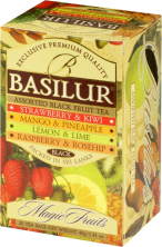 Basilur Волшебные фрукты "АССОРТИ" 20 пак.*2 г+5 пак. подарок, черный,картон (12) (70183)