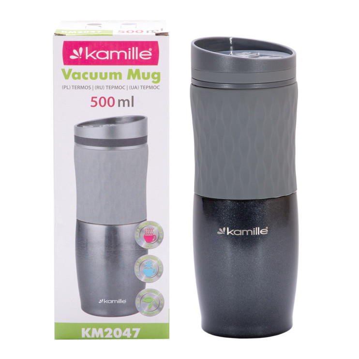 Термокружка Kamille 500ml. из нержавеющей стали с TPR вставкой  923499