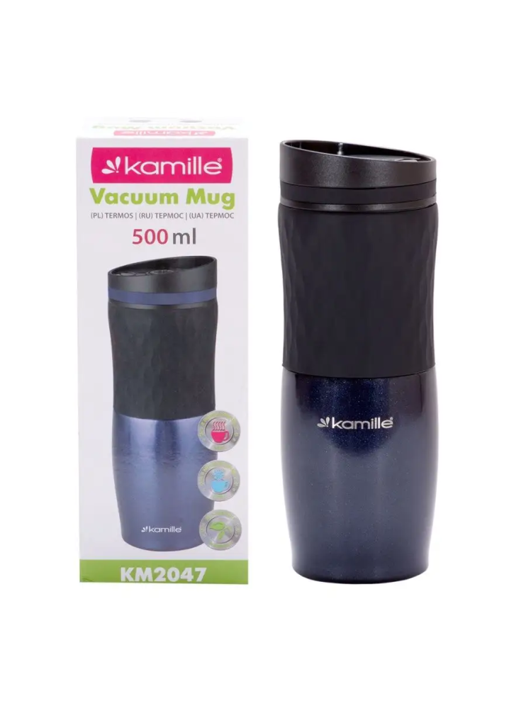 Термокружка Kamille 500ml. из нержавеющей стали с TPR вставкой  923499