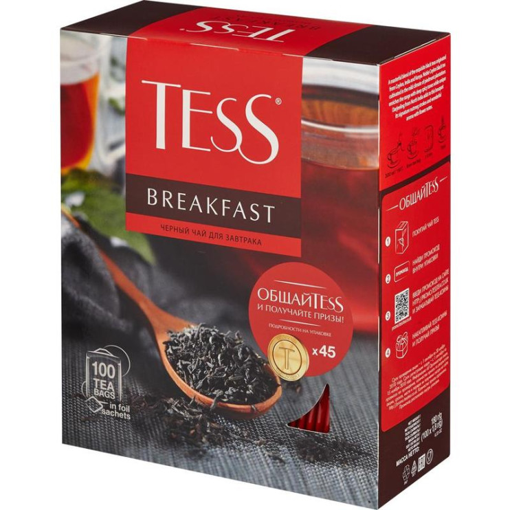 Чай черный в пакетиках для чашки Tess Breakfast (Тесс Брекфаст) 100*1.8 г 6014468