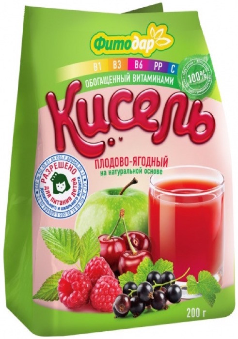 Фитодар Кисель плодово-ягодный нату и витаминиз. 200 г пакет (15)