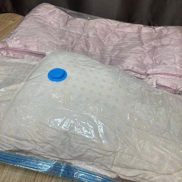 Вакуумный пакет с замком zip-lock и защитным клапаном для хранения вещей многоразовый.100х100см  (арт. VL56-129)