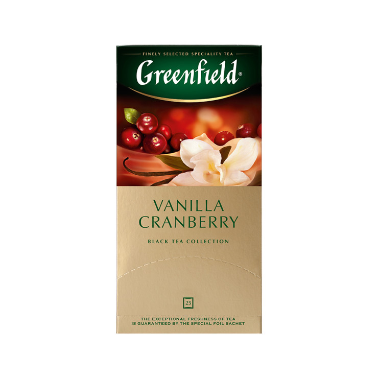 Чай черный в пакетиках для чашки Greenfield Vanilla Cranberry (Ванилла Крэнберри), 25*1,5 г
