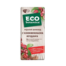 Объединенные Кондитеры Шоколад ECO-BOTANICA (LIGHT) горький с клюкв. ягодами 85 г (20)