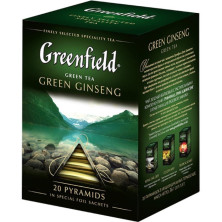 Чай зеленый в пирамидках Greenfield Green Ginseng (Гринфилд Грин Джинсенг), 20*1,8 г