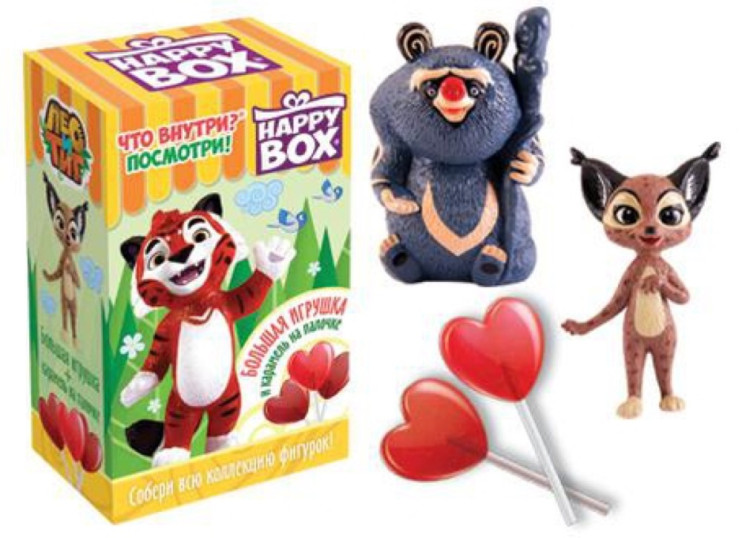 Сладкая Сказка Коллекционные наборы HAPPY BOX ЛЕО И ТИГ фигурка+карамель в короб. 30 г (10) в ко4 бл