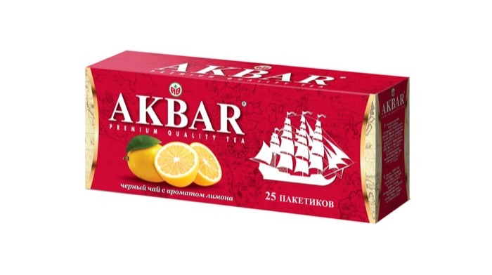 Чай черный в пакетиках для чашки Akbar Корабль с лимоном, 25*2 г
