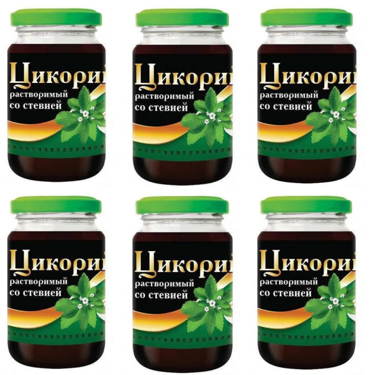 Цикорий "Русский цикорий" жидкий СТЕВИЯ, стекло, 200 гр (комплект 6 шт.) 5900036