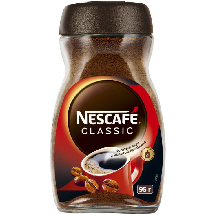 Кофе Nescafe Classic растворимый с доб. молотой арабики, стек/бан, 95 г 5440187