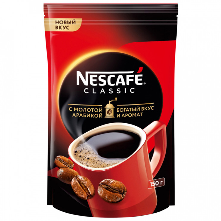 Кофе растворимый Nescafe Classic c молотой арабикой, м/у, 150 г