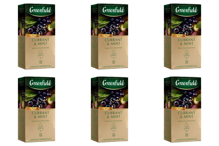 Чай черный в пакетиках для чашки Greenfield Currant & Mint, 25*1,8 г (комплект 6 шт.) 6012495
