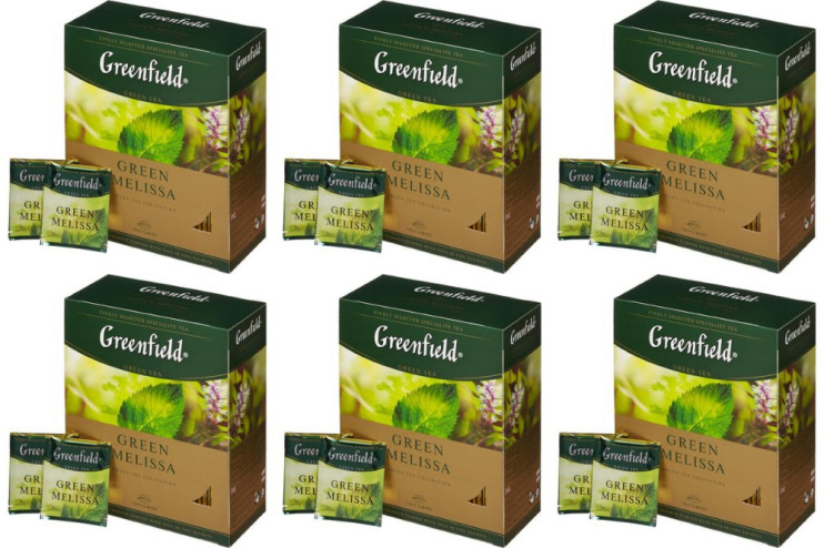 Чай зеленый в пакетиках Greenfield Green Melissa, 100*1,5 г (комплект 6 шт.) 6008795