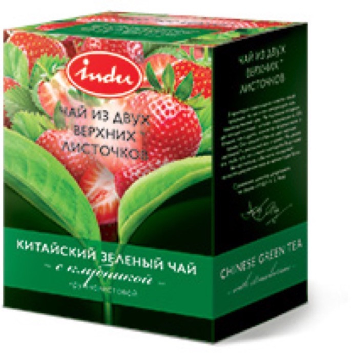 Indu Зелёный с Клубникой 90 г картон (36)