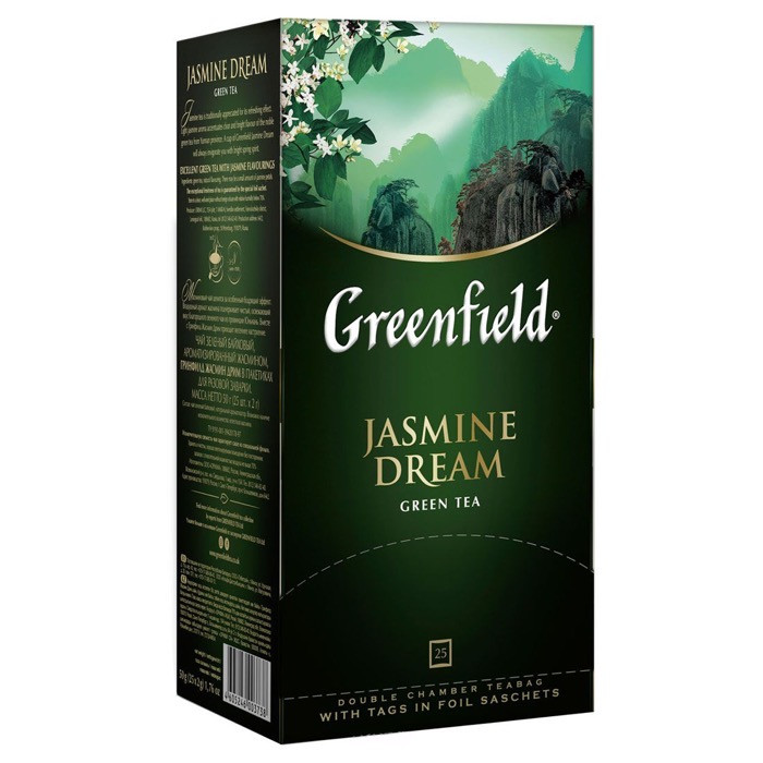 Чай зеленый в пакетиках для чашки Greenfield Jasmine Dream (Гринфилд Жасмин Дрим), 25*2 г