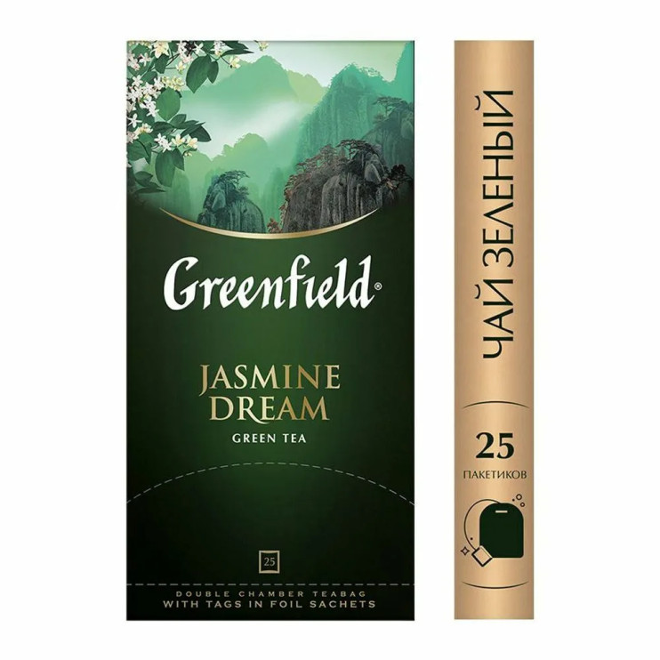 Чай зеленый в пакетиках для чашки Greenfield Jasmine Dream (Гринфилд Жасмин Дрим), 25*2 г