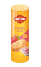Яшкино Печенье затяжное с клубнич.кремом,182 г (20)