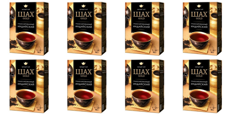 Чай черный гранулированный Шах Голд Индийский, 90 г (комплект 8 шт.) 6012358