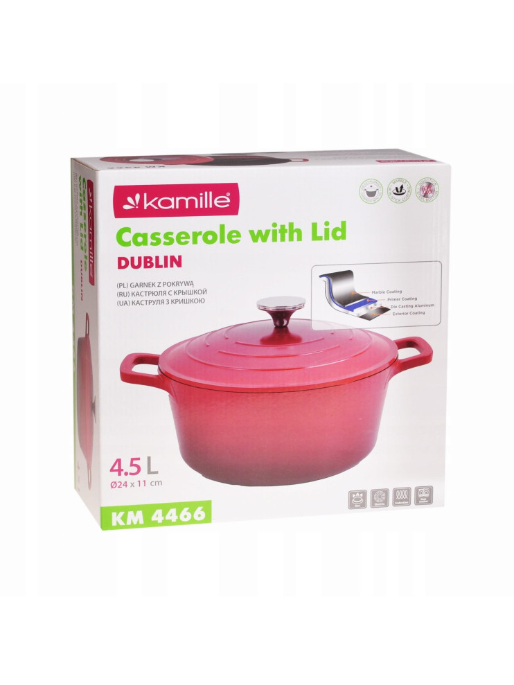 Кастрюля DUBLIN 24х11,5см из алюминия с антипригарным покрытием и крышкой 061700