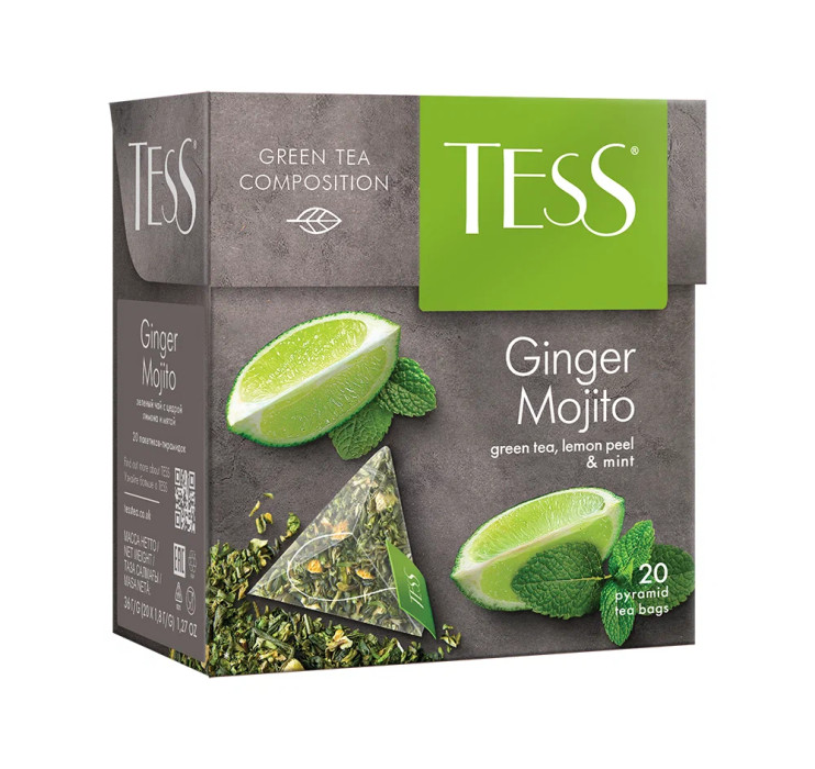 Чай зеленый в пирамидках Tess Ginger Mojito (Тесс Джинджер Мохито), 20*1,8 г 6007880