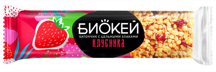 Черноголовка БИОКЕЙ Батончик с клубникой и цельными злаками 25 гр (18) в короб.8 блоков