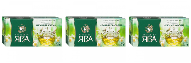 Чай зеленый в пакетиках для чашки Принцесса Ява Нежный жасмин, 25*2 г (комплект 3 шт.) 6002137