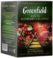 Чай черный в пирамидках Greenfield Redberry Crumble (Гринфилд Рэдберри Крамбл), 20*1,8 г