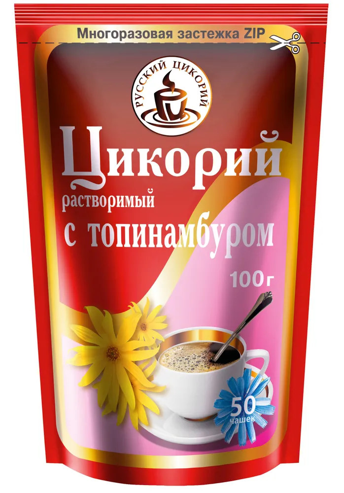 Цикорий растворимый Русский цикорий с топинамбуром, м/у zip-пакет,100г 9000329