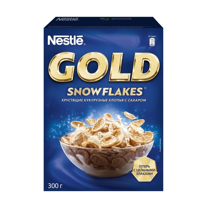 Готовый завтрак Nestle Gold Snow Flakes кукурузные, 300г.