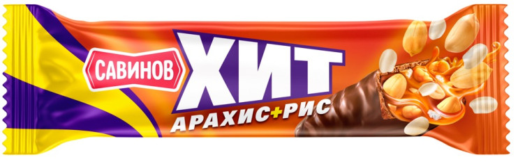 Черноголовка ХИТ Конфеты карамельно-молочные с арахисом и воздушным рисом 45 гр (18) в короб.8 блоко