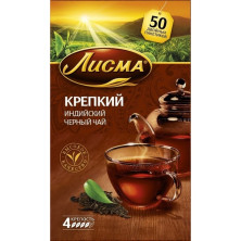 Чай черный в пакетиках для чашки, Лисма Крепкий 25*2 г.