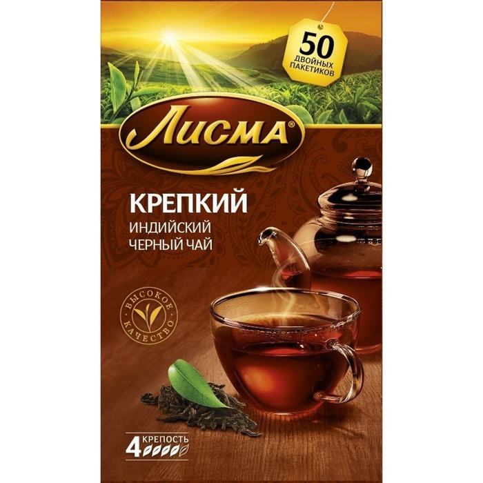 Чай черный в пакетиках для чашки, Лисма Крепкий 25*2 г.