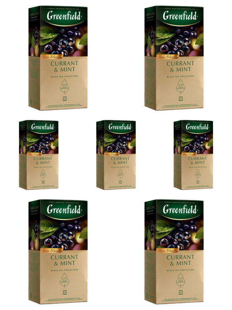 Чай черный в пакетиках для чашки Greenfield Currant & Mint, 25*1,8 г (комплект 7 шт.) 6012495