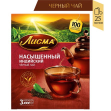 Чай черный в пакетиках для чашки, Лисма Насыщенный, 100*1,8 г