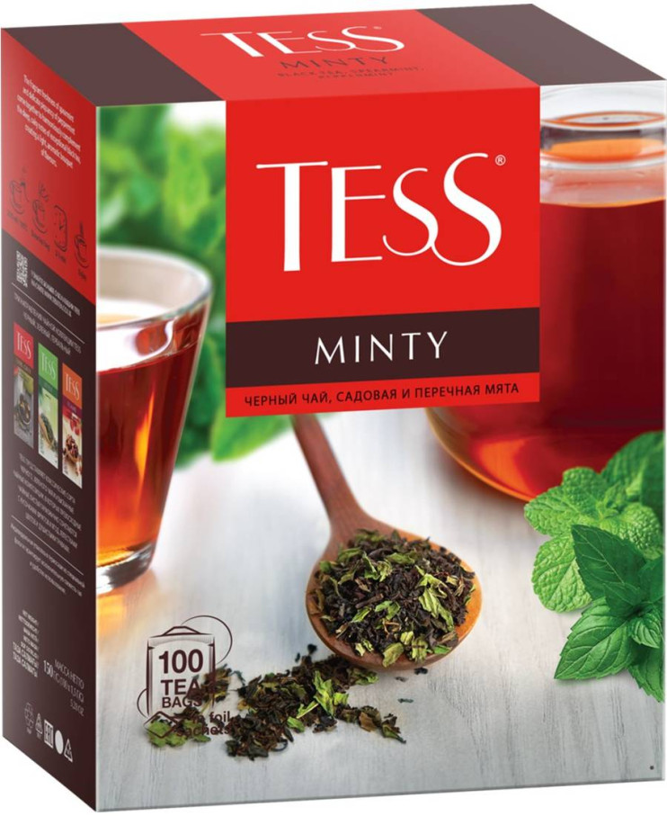 Чай Tess Минти (1,5гх100п)чай пак.черн.с доб.